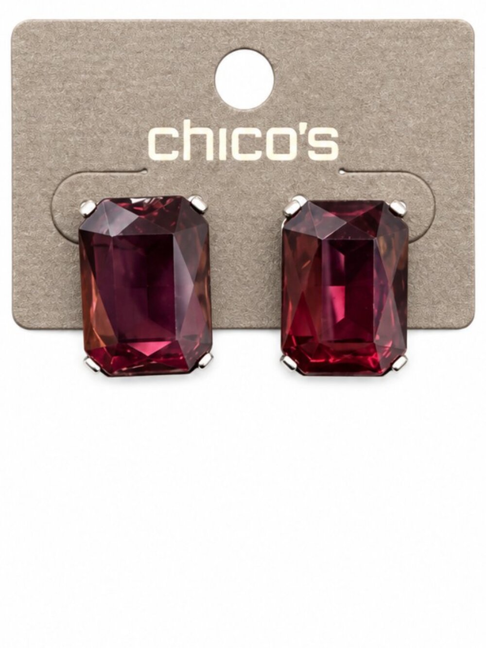 Chico’s Burgundy Garnet Color Faceted Crystal Stud Earrings